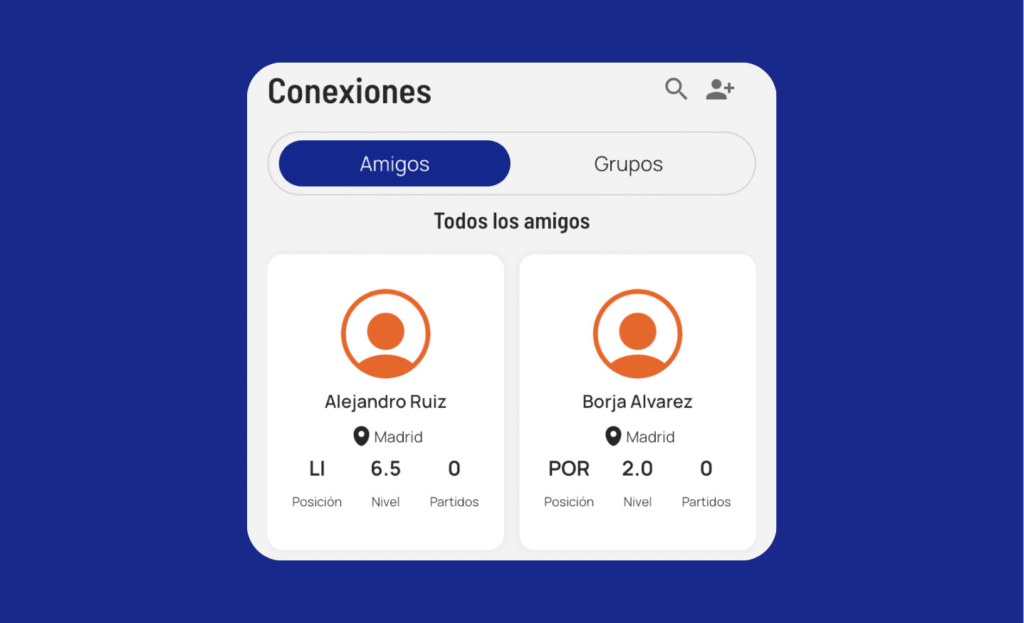 conexiones, amigos en Golevel
