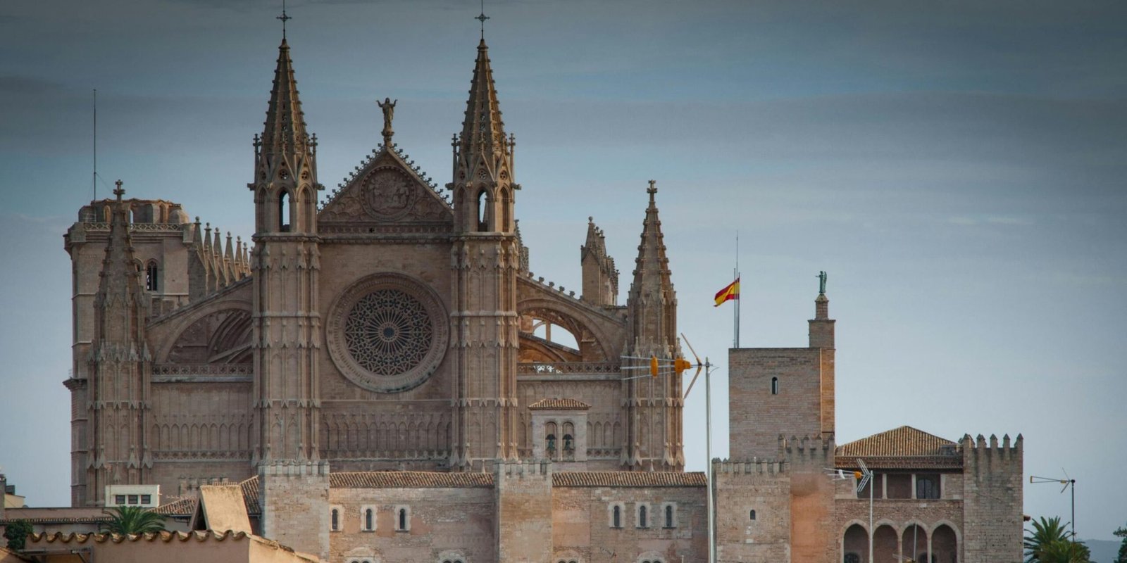 Beautiful gothic architecture of Palma Cathedral in Mallorca, Spain captured during the day.